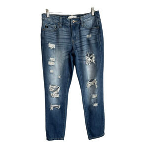 KanCan Relaxed Boyfriend Jeans Size 3/25 Medium Wash Mid Rise Distressed